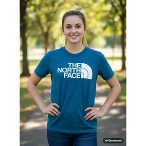 The North Face Womens XS Teal Blue Short Sleeve Logo Graphic T-Shirt